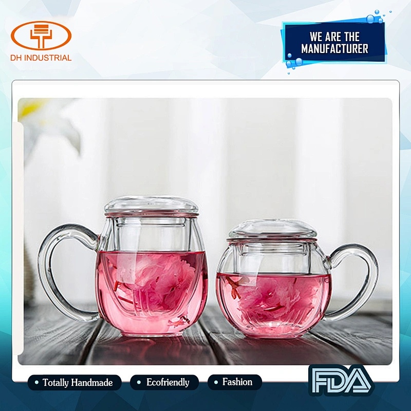 Stocked small drinking glass tea cups with glass handle easy to take