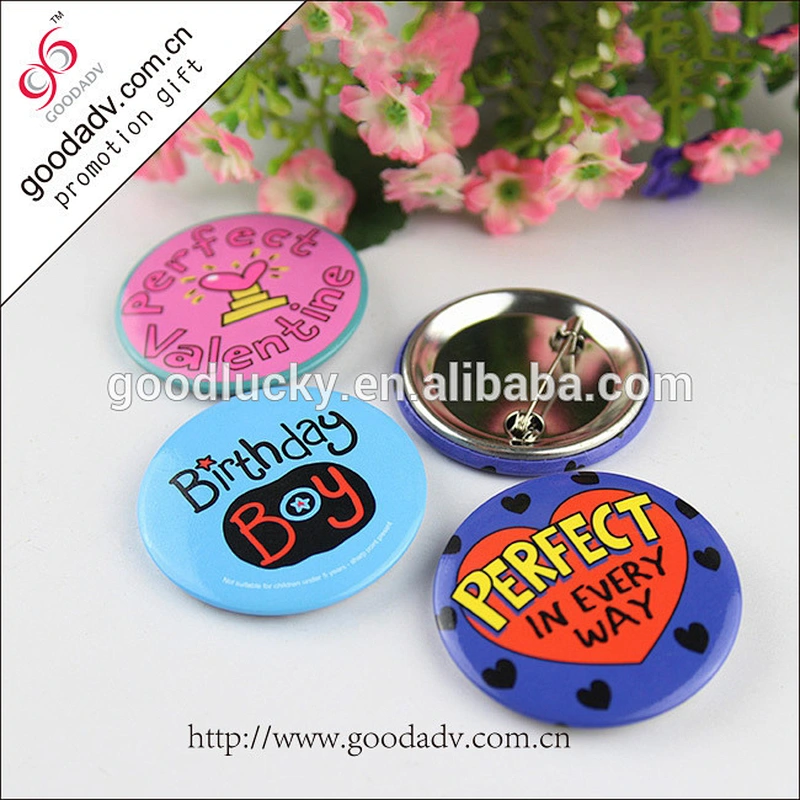 Custom advertisement tin badge button pin cheap price manufacture metal badges