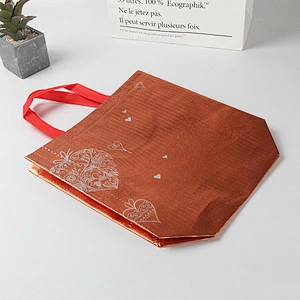Orange non woven foldable laminated shopping bag custom logo
