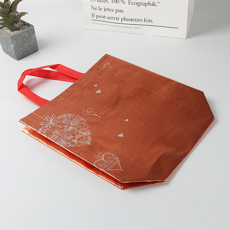 Orange non woven foldable laminated shopping bag custom logo