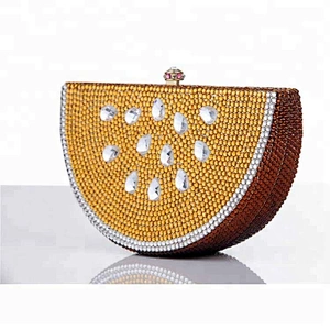 100% handmade orange shape rhinestone purse crystal clutch bag for women