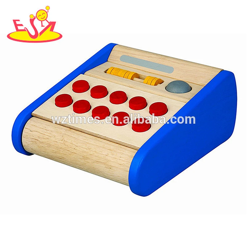 new product kids wooden cashier toy funny pretend children wooden cashier toy for wholesale W10A062