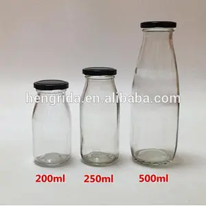 200ml 250ml 500ml 1000ml transparent glass milk bottle with cap