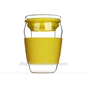 Guangzhou wholesale 300ML borosilicate glass cups with lid for home office use