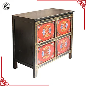 chinese antique reproduction lacquer painted oriental buffet storage furniture