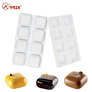 F028 Fondant silicone cake mold 8-Cavity Square Pillow Design For Mousse Breads Cornbread Cheesecake Pie Brown