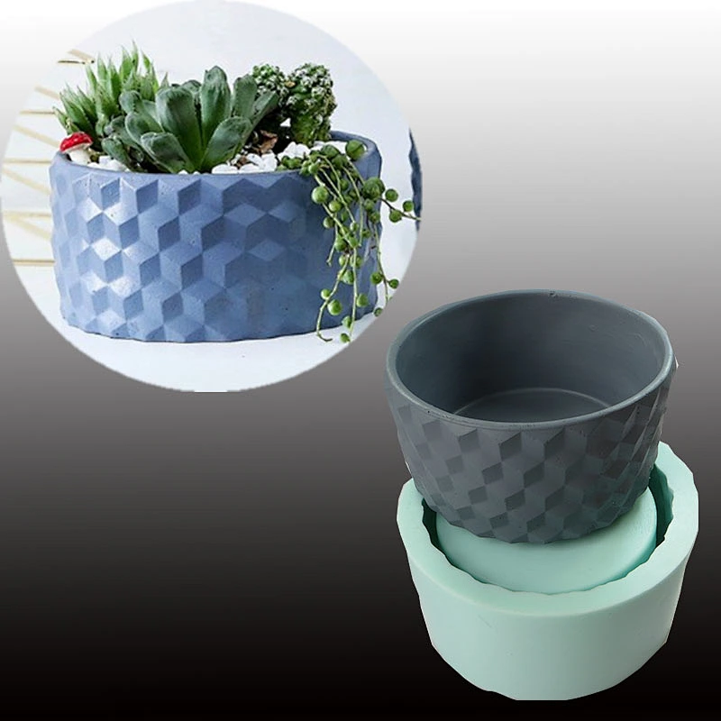 Nordic cement storage tray decoration silica gel resin cylindrical geometry large flowerpot silicone mold Concrete