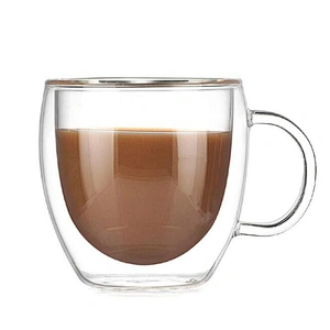 Wholesale First-Class Transparency 150 Ml Double Glass Coffee Mug  With Heat Resistance