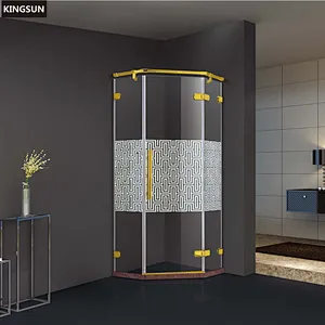 K-7882 2018 Newest Design Rectangle Golden Frame Poland Shower Cabin With Pattern
