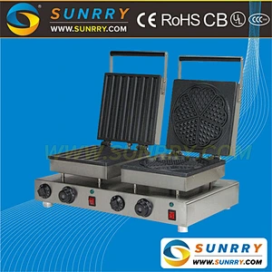 Industrial automatic 6 rectangle and 1 flower waffle maker machine and egg cake maker