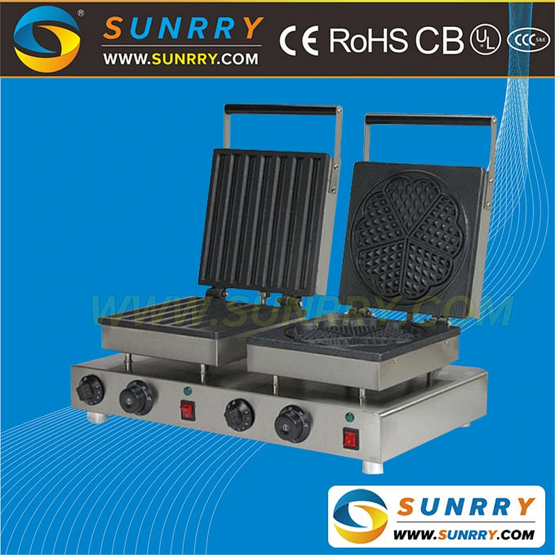 Industrial automatic 6 rectangle and 1 flower waffle maker machine and egg cake maker