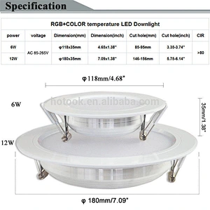 Mi.light 2.4G Wireless 6W 12W RGBWW RGB+CCT Dimmable LED Downlight