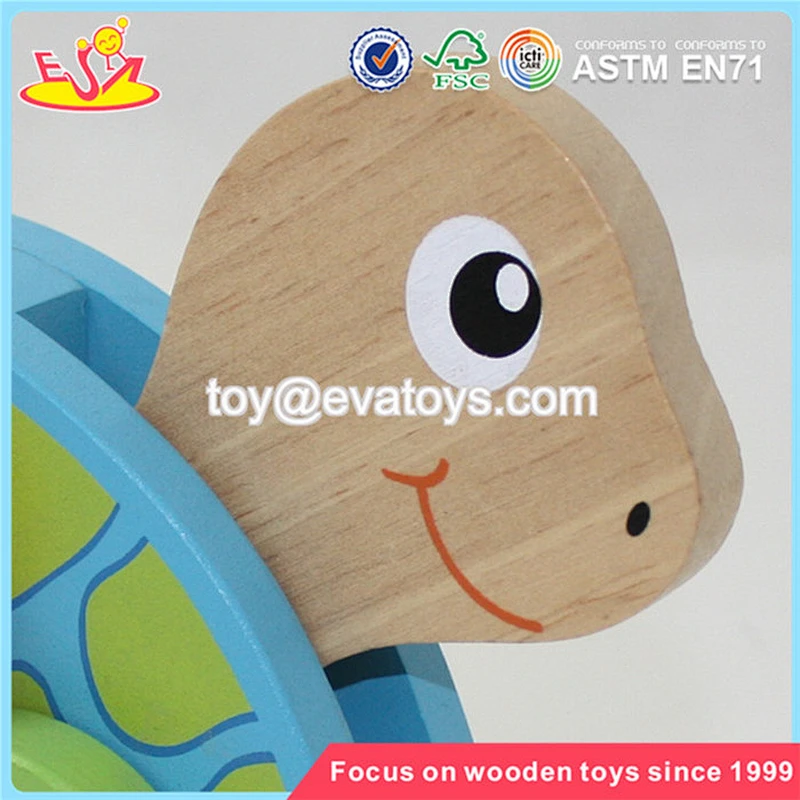 Wholesale lovely kids wooden pull turtle car toy brand new children wooden pull turtle car toy W05B061