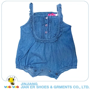 Custom made 100% cotton jeans girls denim baby romper