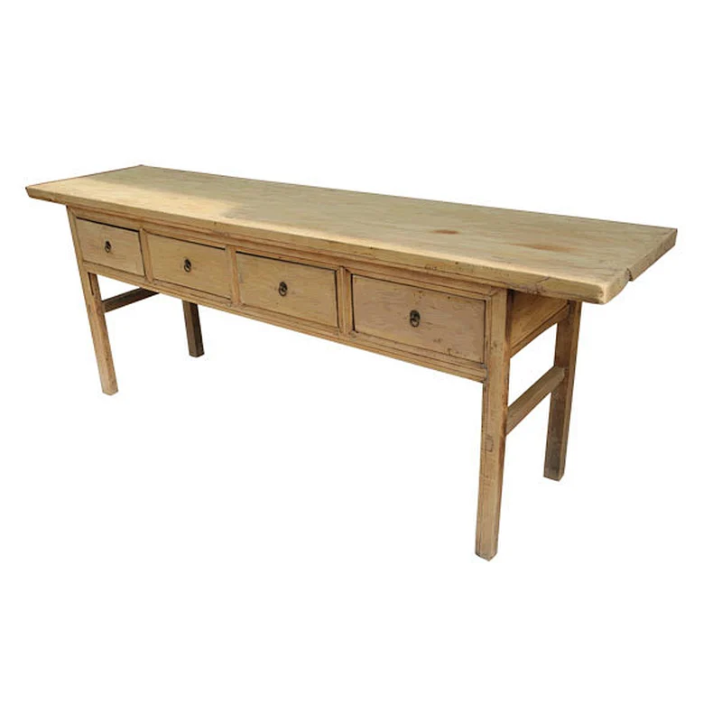 chinese natural vintage industrial wood furniture, console table in living room