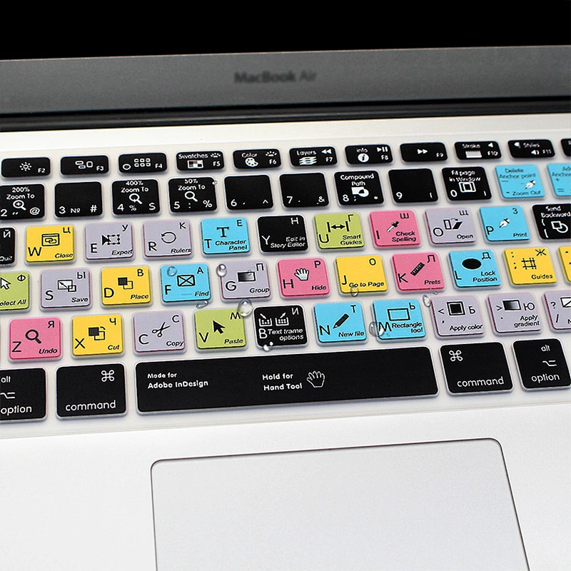 Shortcuts custom InDesign Hotkeys russian keyboard silicone Keyboard Protector For Macbook Air for macbook air 13 skin