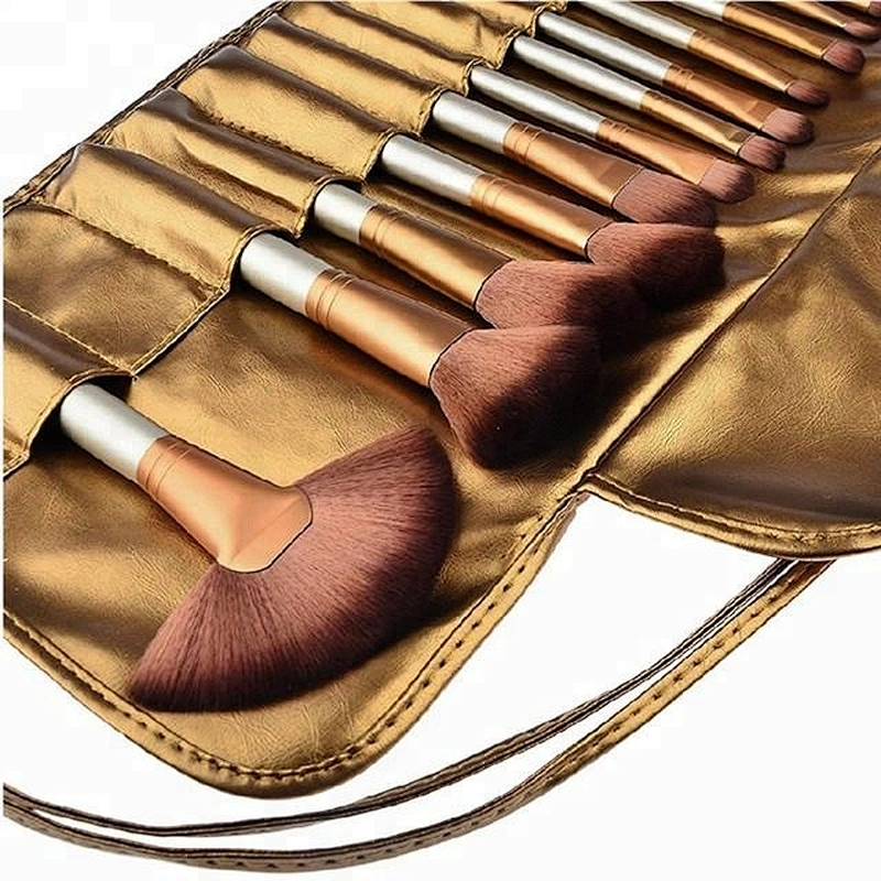 Gold 24pcs Makeup Brush Set With Makeup Bag