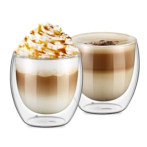 2018 New Product Double Wall Water Cup Glass Coffee Cup High Quality Customized Logo Milk Juice Bottle