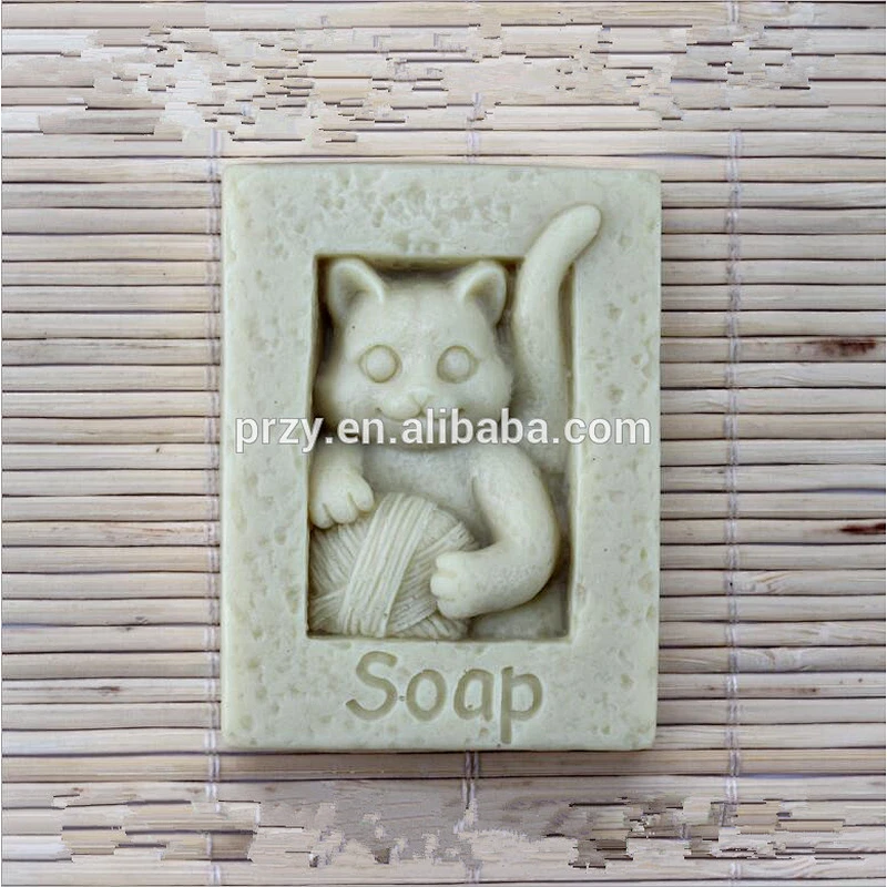 Rectangular cartoon cat silicone soap mold chocolate mold