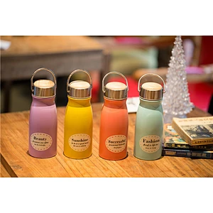 2017 new style 304 stainless steel milk vacuum mug with Wooden covered for girl easy to take