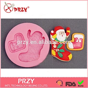 F1881 PRZY cake decorating christmas sock silicone fondant mold