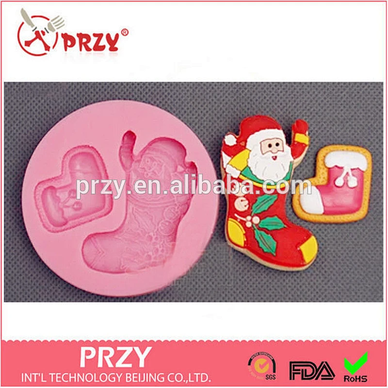 F1881 PRZY cake decorating christmas sock silicone fondant mold