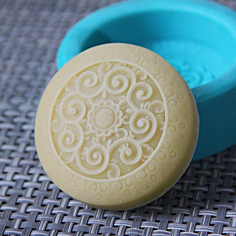 Classical Flower Round Handmade DIY Essential Oil Soap Silicone Mold