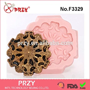 F3329 Scroll Work Medallion Silicone Mold- Cake Decorating Mold Fondant Gum Paste Chocolate Craft Jewelry Mold