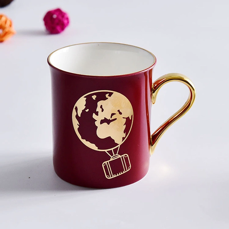 Wholesale Creative Ceramic Mug With Fashionable Golden Handle  Coffee Cup For Supermarket