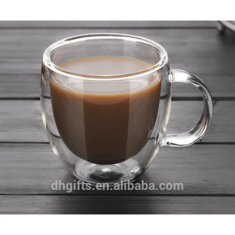 2018 China factory OEM borosilicate double wall glass mug with 150ML