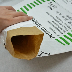 kraft paper flour bag for potato starch, corn wheat flour 25kg