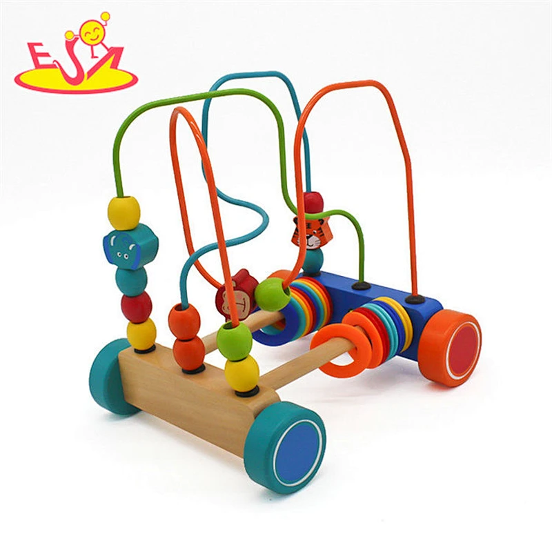 New arrival baby educational wooden pull along toys for 1 year old W05C098