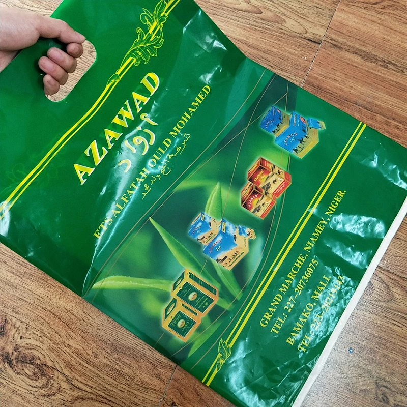 Customized color printing PE bag belt handle for clothing packaging use
