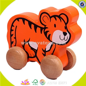 wholesale children mini wooden pull cart toy, fashion design blue wooden pull toy, popular toddler wooden pull toy W05B081