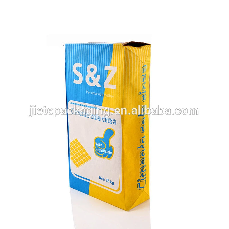Accept custom order 20kg bottom square self closes kraft paper valve bag for cement packing