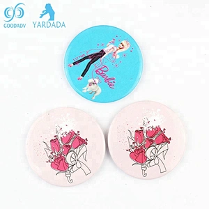 OEM factory custom printed decorative compact tinplate round makeup mirror for girls