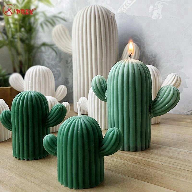 Big Succulent cactus Candle forms simulator 3D small Cactus aroma stone crafts mold planter soap Moulds