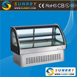 Guangzhou manufacturer countertop single temperature hot cake display counter and cake display showcase for cake