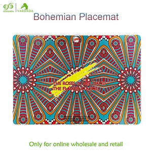 Kitchen wood accessories placemat for dining table waterproof pot holder,Bohemian style bowl pad coasters plate mat