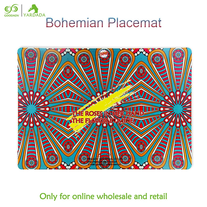 Kitchen wood accessories placemat for dining table waterproof pot holder,Bohemian style bowl pad coasters plate mat