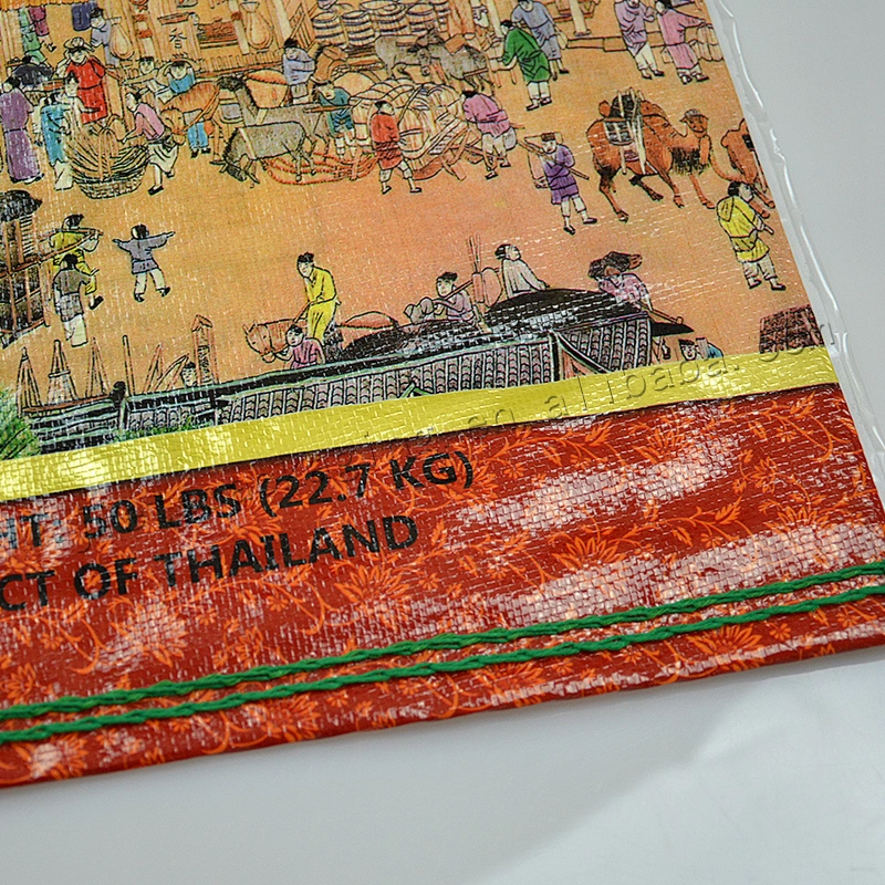 Customized plain white plastic laminated and design printing pp woven 25kg rice stack bag