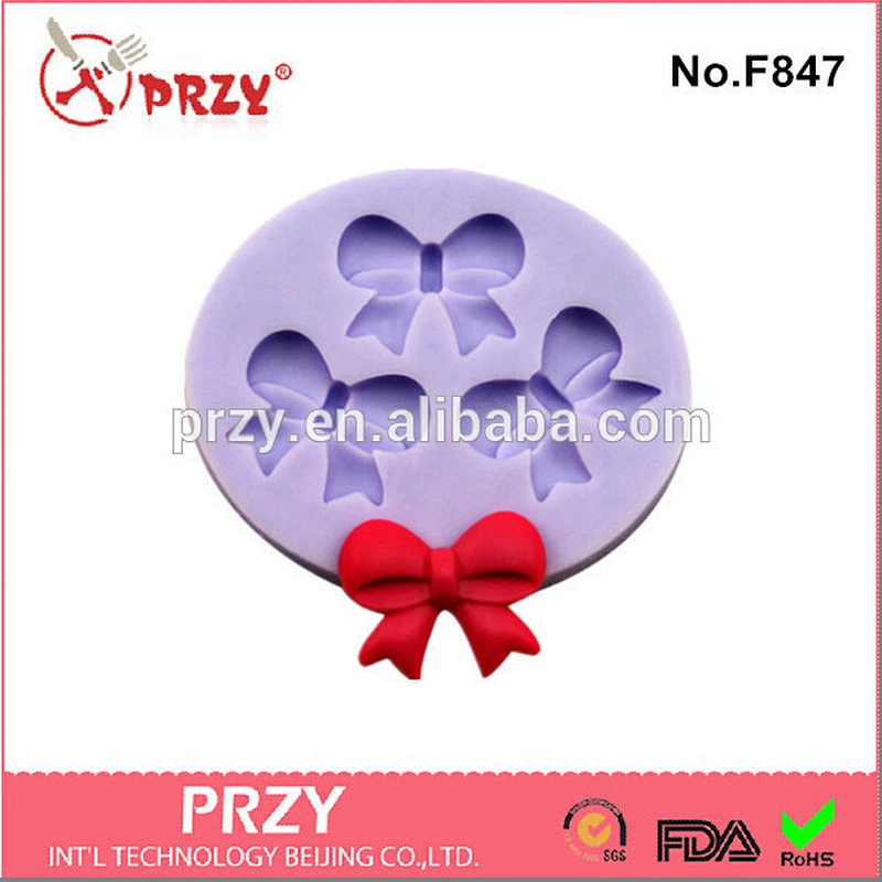 PRZY Model F847 Bowknot silicone fondant mold 3 Cavity Design Shap for sale