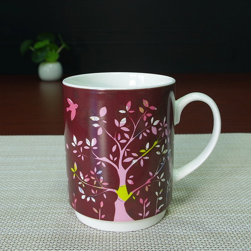 Customized Logo Ceramic Cup Flower Pattern Color Changing Cup Porcelain Magic Coffee Mug for Office Home use