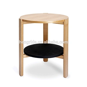 round wood coffee table 2 tier with double colour top