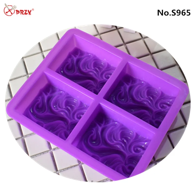 PRZY 4 Cavity handmade soap silicone mold cake mould wave silicone soap molds