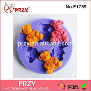 2015 hotsale Polymer clay bear silicone fondant mold