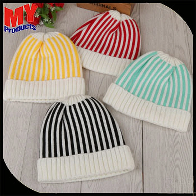 Hot Sale Custom Cute Square Textured Warm Winter Knitted Beanie Hat