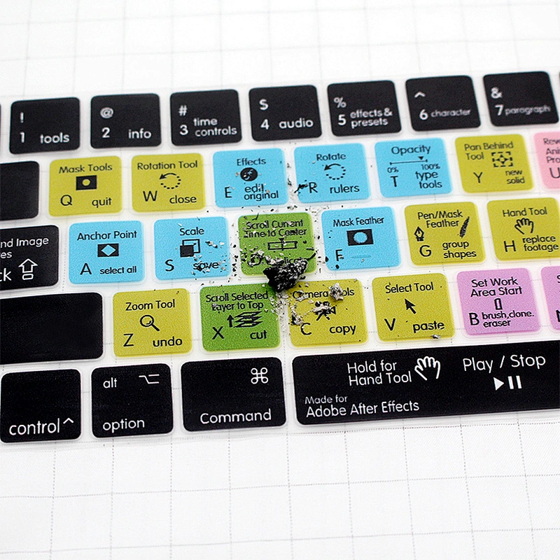 after effect keypad skins Shortcuts Silicone Keyboard Skin for macbook pro 15 touch bar a1707 display for macbook pro keypad