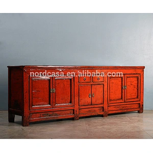 Chinese antique recycled wood red bedroom TV cabinet or living roon cabinet