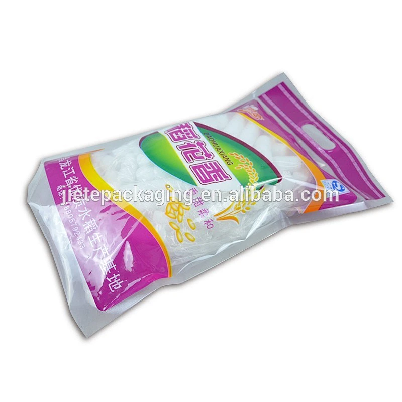 high quality colorful printed PE rice packing bags with handle 5kg 2kg 1kg